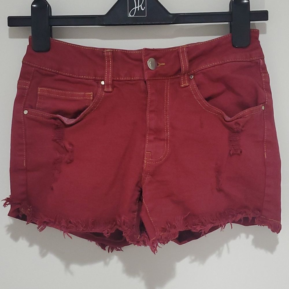 harlow maroon jean shorts